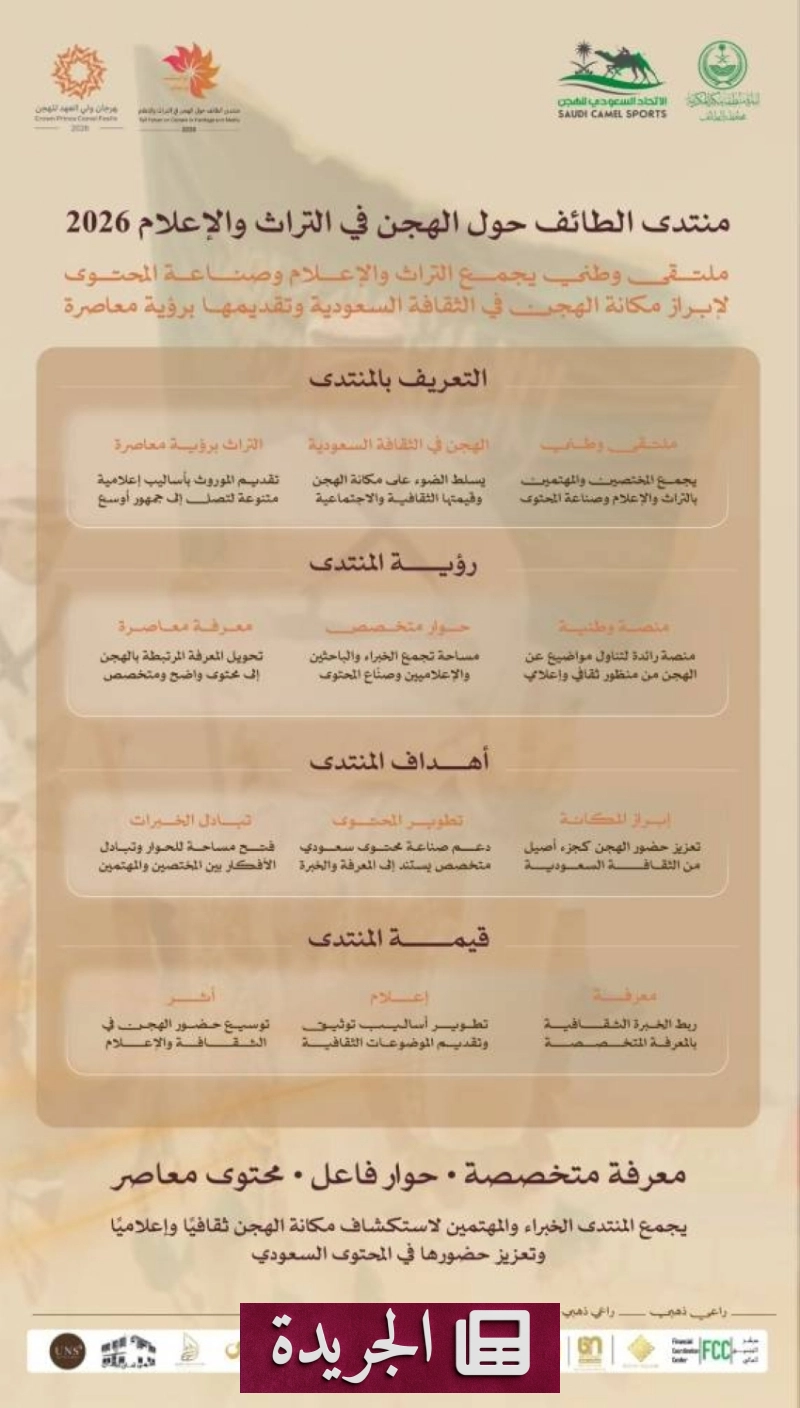 منتدى وطني يعزز مكانة الهجن في الثقافة السعودية - آخر الأخبار - الجريدة