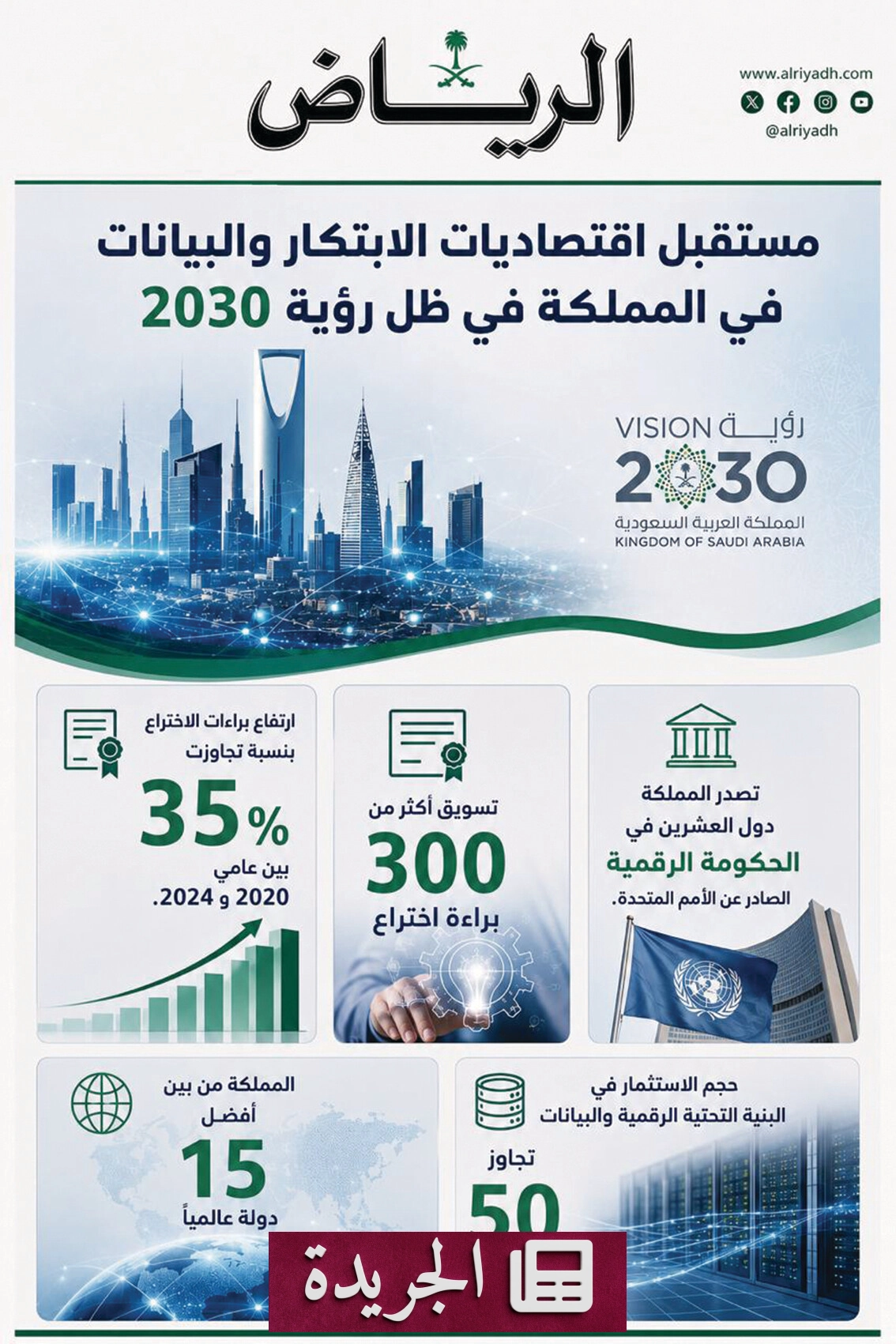 اقتصاد الابتكار والبيانات.. ركيزة رؤية 2030 لتحقيق التنويع الاقتصادي - آخر الأخبار - الجريدة