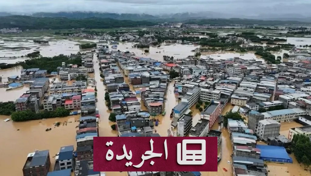 صورة تظهر موقع الانهيار الأرضي في قرية رينتسانغ بمحافظة دانغتشانغ شمال غرب الصين