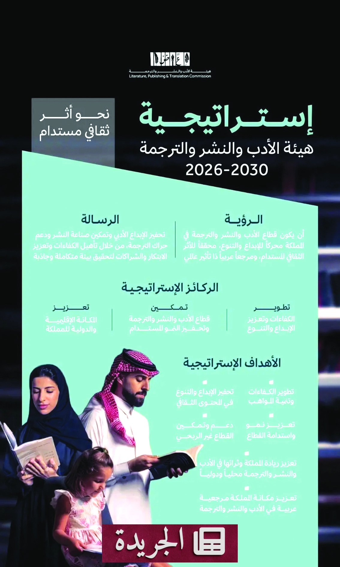 هيئة الأدب والنشر والترجمة تطلق إستراتيجيتها الجديدة (2026-2030) لتعزيز الأثر الثقافي والاقتصادي - آخر الأخبار - الجريدة