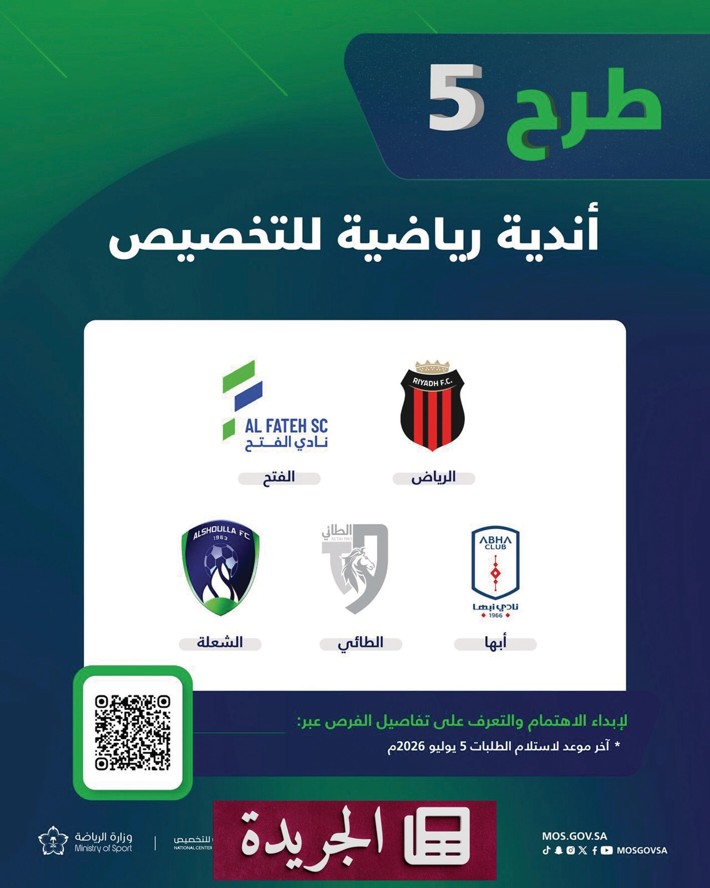 وزارة الرياضة تطرح خمسة أندية للاستثمار الخاص - آخر الأخبار - الجريدة