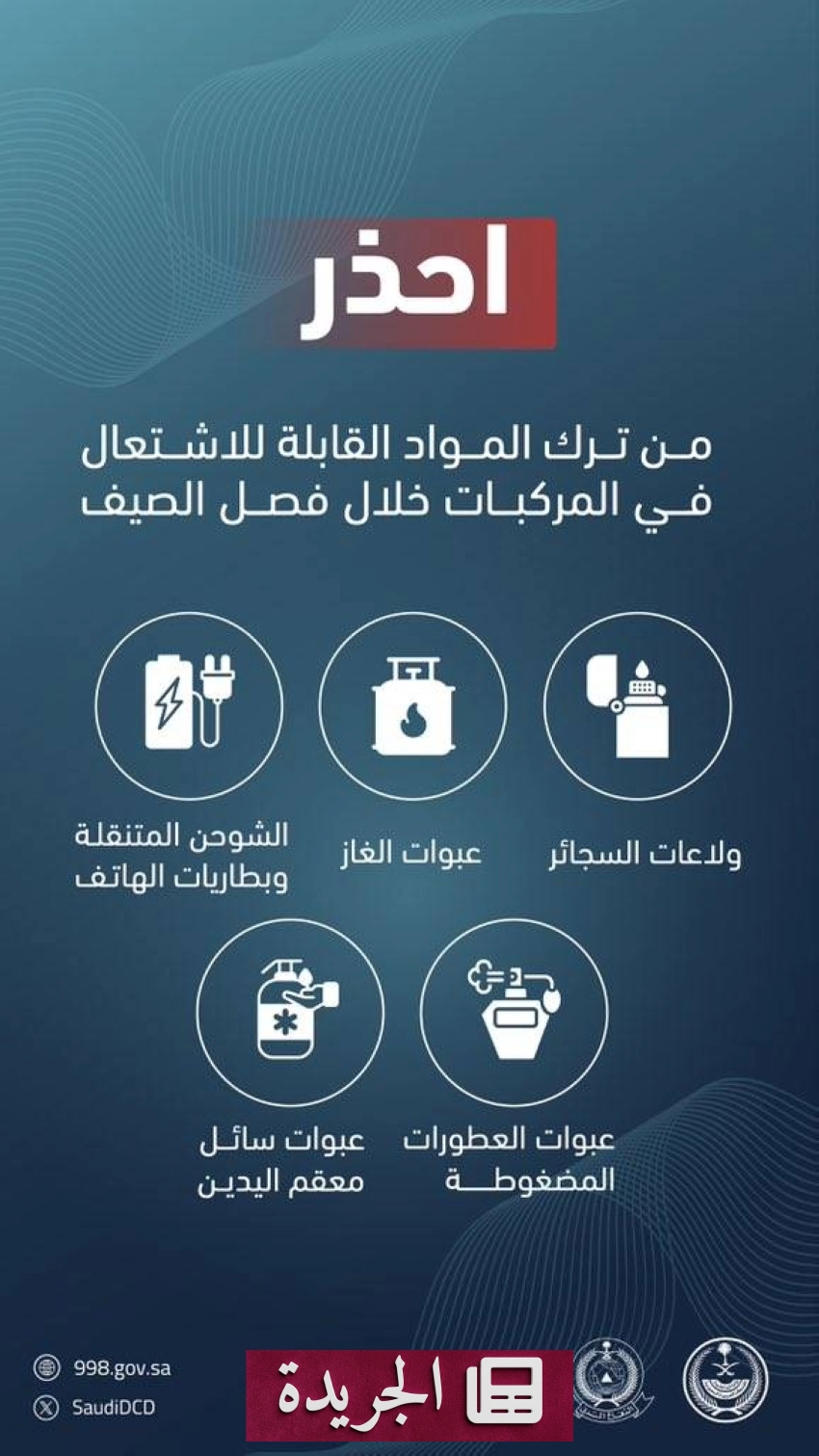 تحذير عاجل من الدفاع المدني بشأن خطر ترك المواد القابلة للاشتعال في السيارات - آخر الأخبار - الجريدة